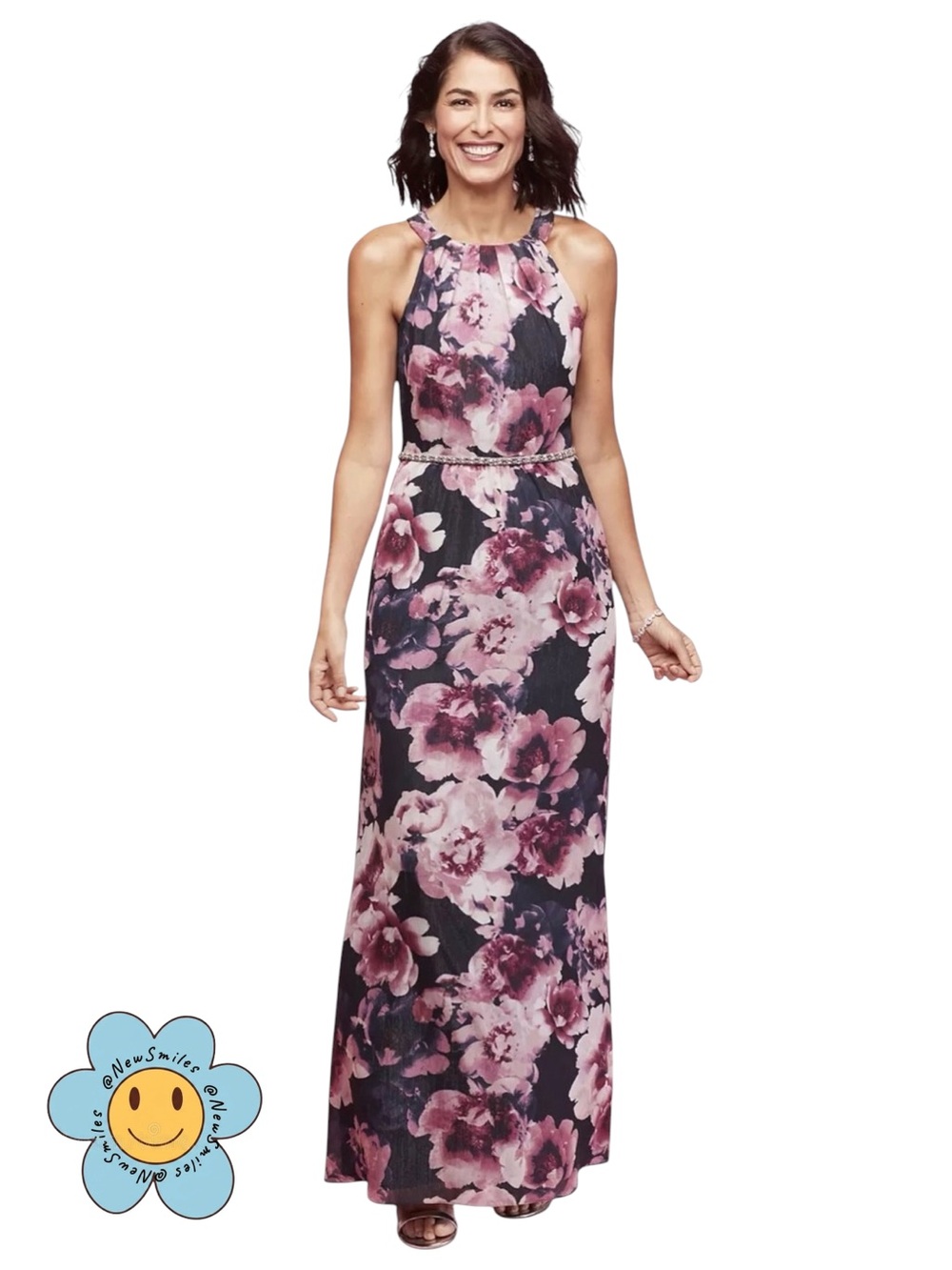 ENFOCUS STUDIO ~ Maxi Dress w/ Metallic Thread &Fuchsia/Deep Blue/White Material